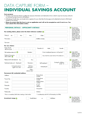 Individual Savings Account Data Capture Form
