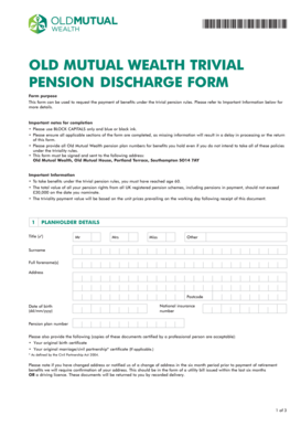 Old Mutual Wealth Trivial Pension Discharge Form