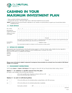 Old Mutual Wealth Investment Plan Encashment Form