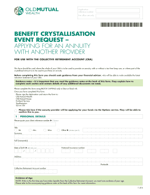 Benefit Crystallisation Event Request Form