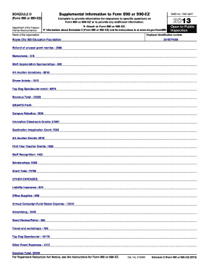Schedule O for Form 990 or 990-EZ
