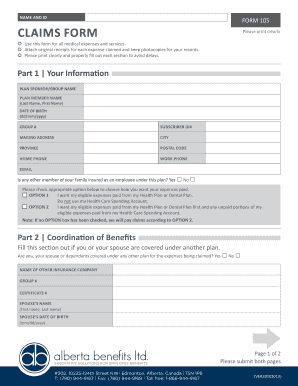Name and ID Form 105