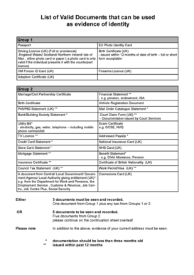 UK Identity Evidence Form