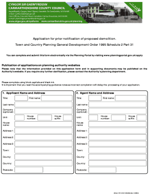UK Prior Notification of Proposed Demolition Form