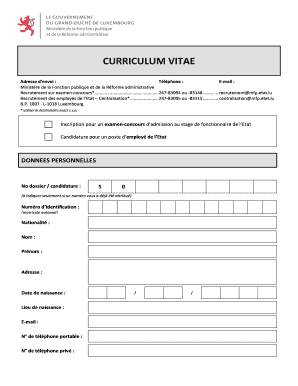 Formulaire de candidature pour la fonction publique luxembourgeoise