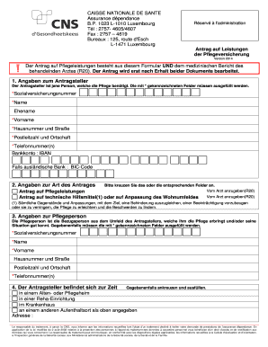 Antrag auf Leistungen der Pflegeversicherung