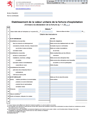 Déclaration de la fortune d'exploitation