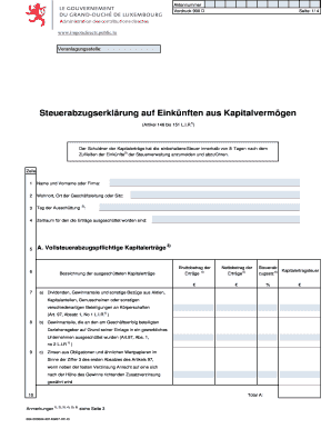 Steuerabzugserklärung auf Einkünften aus Kapitalvermögen