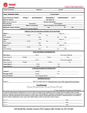 Lease Credit Application Form