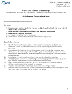 Grade 1 Science Assessment Form