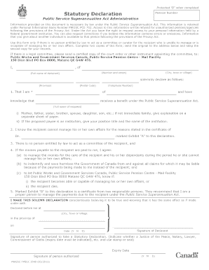 Statutory declaration example - PWGSC-TPSGC 2040 - Statutory Declaration (Public Service Superannuation Act Administration) - Forms - Pay and Pension Services for Government Employees - PWGSC - tpsgc-pwgsc gc