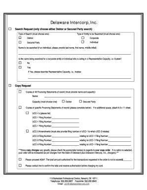 Delaware UCC Search Request Form