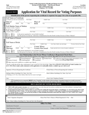 North Carolina Birth Certificate Request Form