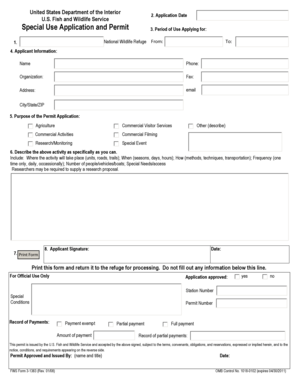 US Fish and Wildlife Service Special Use Permit