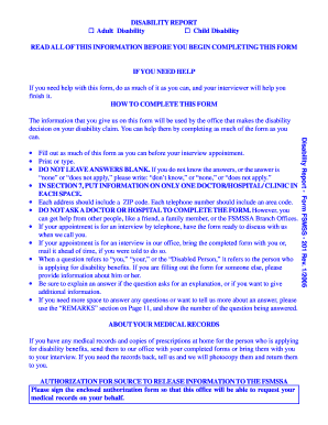 Disability Report Form FSMSS-201