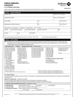 Anthem Blue Cross Employer Application