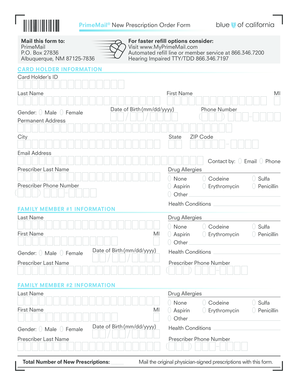 PrimeMail New Prescription Order Form