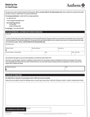 Anthem Blue Cross Electronic Debit Payment Authorization