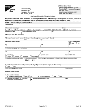 Vision Care Claim Form