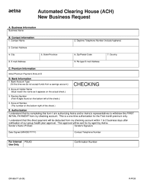 ACH New Business Request Form