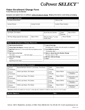Vision Enrollment/Change Form