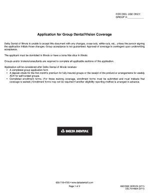 Application for Group Dental/Vision Coverage