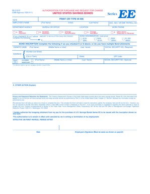 US Savings Bonds Series EE Authorization Form