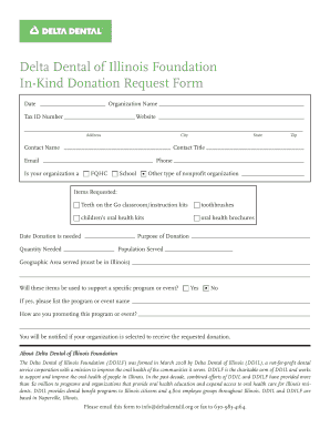 Delta Dental of Illinois Foundation In-Kind Donation Request Form