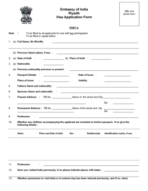India Visa Application Form