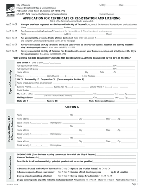 Tacoma Business License Application