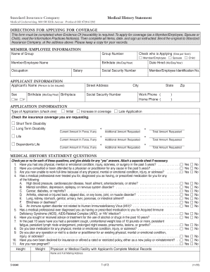 Standard Insurance Medical History Statement