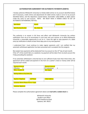 Authorization Agreement for Automatic Payments