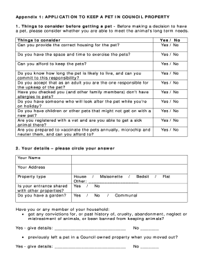 Application to Keep a Pet in Council Property