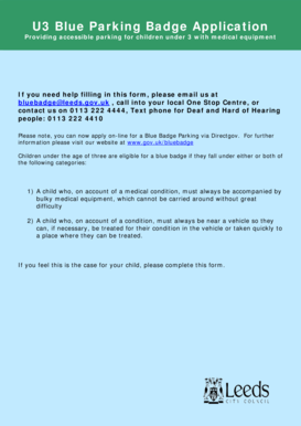 UK Blue Badge Application for Children Under 3