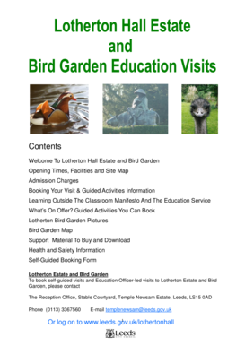 Lotherton Estate and Bird Garden Self-Guided Booking Form