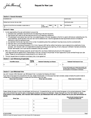 John Hancock USA Loan Request Form