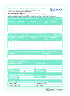 Leeds Homes Membership Amendment Form
