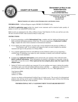 California Birth Certificate Application