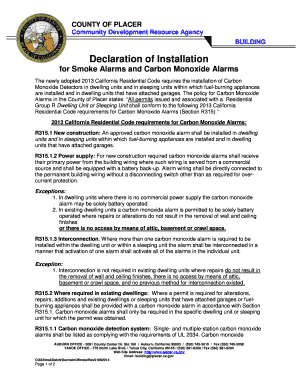 California Smoke and Carbon Monoxide Alarm Declaration