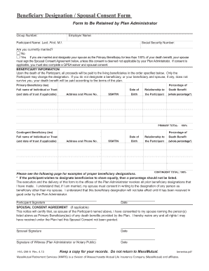 Beneficiary Designation Spousal Consent Form