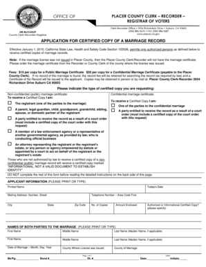 California Marriage Record Application