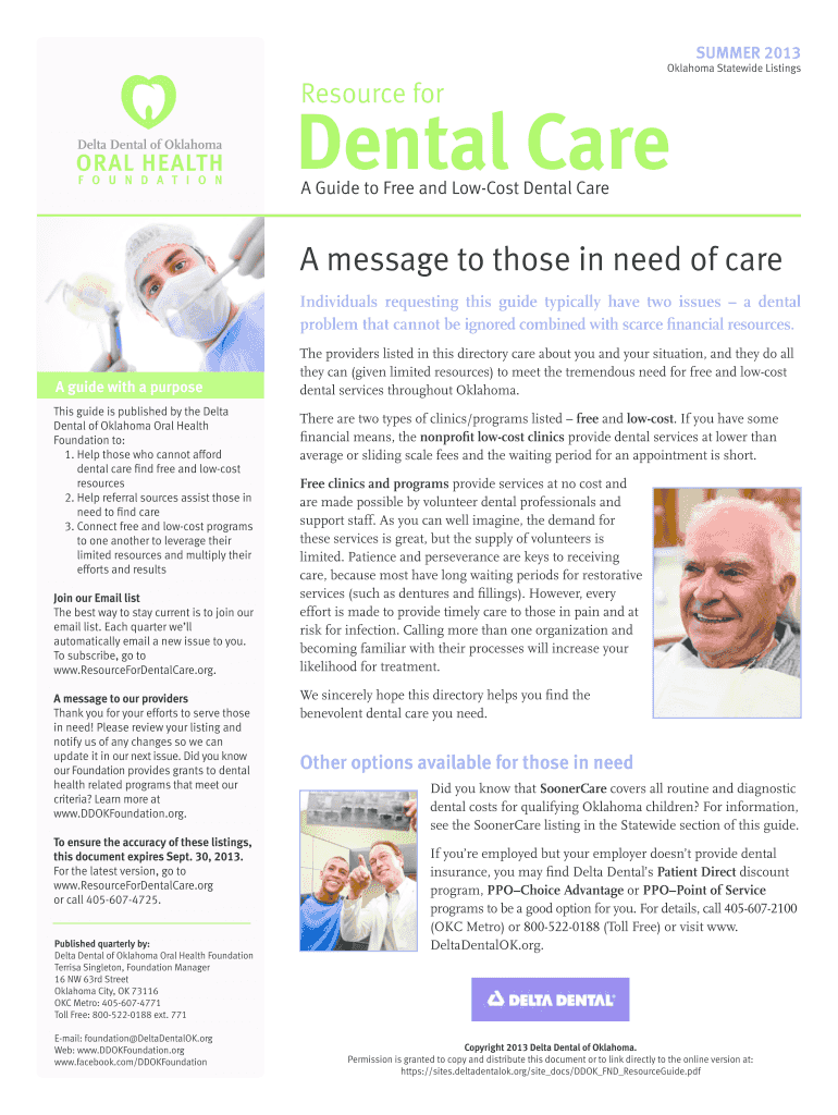 Fillable Online okdf Resource For Dental Care Oklahoma Dental