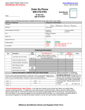 QuickBooks Checks Order Form