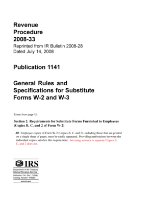 IRS Form W-2 Substitute Form Specifications