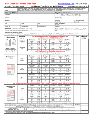 QuickBooks W2/1099 Fax Order Form