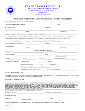 Connecticut Mooring Space Permit Application