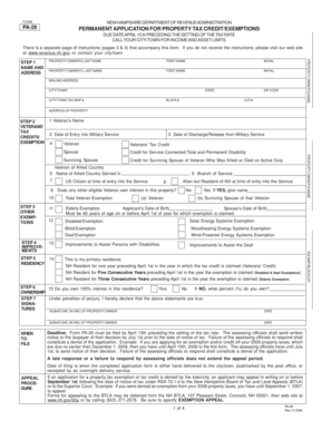 New Hampshire Property Tax Credit/Exemption Application
