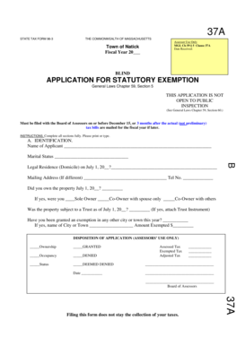 Massachusetts 37A Blind Exemption Application