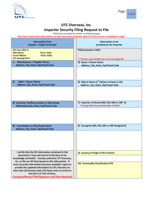 Importer Security Filing Request Form