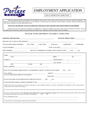 Portage County Employment Application